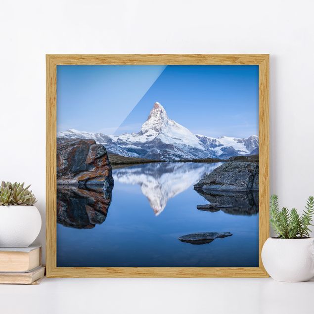 Natur Bilder mit Rahmen Stellisee vor dem Matterhorn