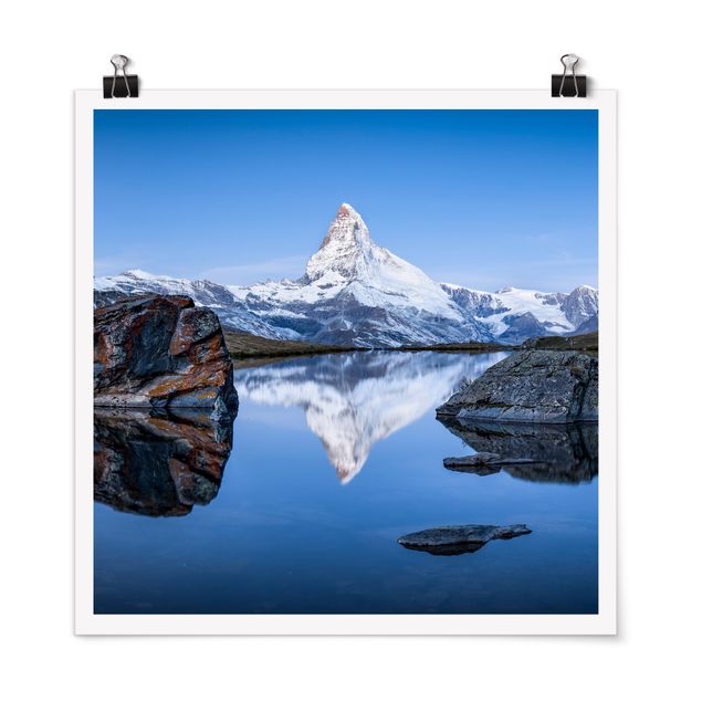 Poster - Stellisee vor dem Matterhorn - Quadrat 1:1