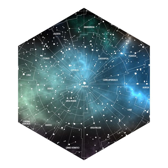 Wandtapete Design Sternbilder Karte Galaxienebel