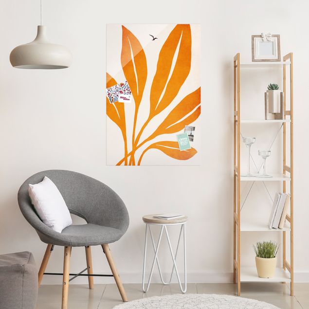 Wandbilder Tiere Strahlende Blätter in Orange