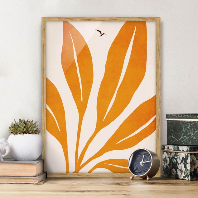 Wandbilder Tiere Strahlende Blätter in Orange