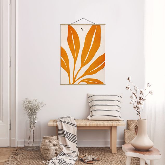 Schöne Wandbilder Strahlende Blätter in Orange