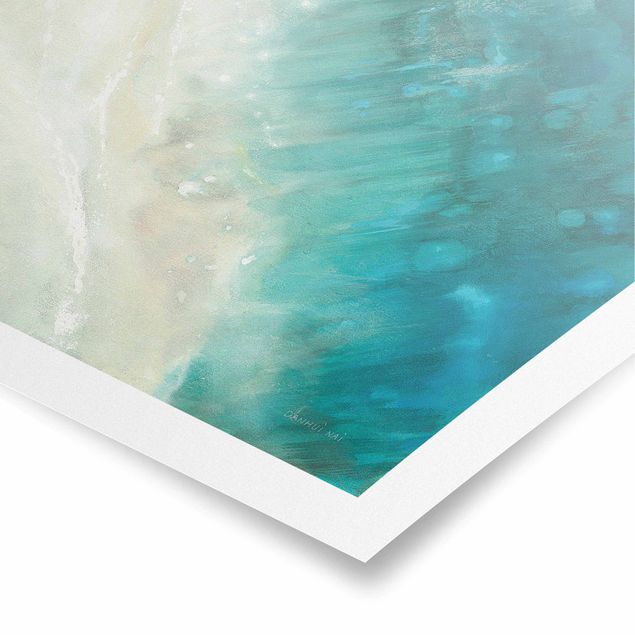 Poster - Strandblick mit Meer aus der Vogelperspektive - Quadrat 1:1
