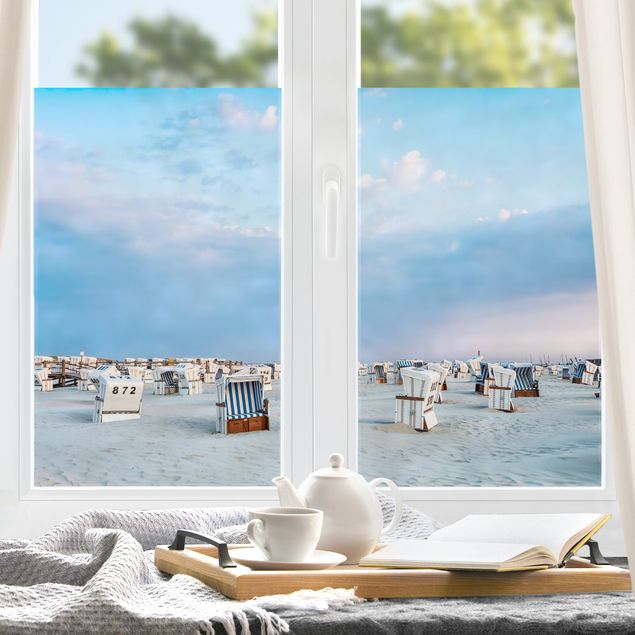 Fensterbild Landschaft Strandkörbe an der Nordsee