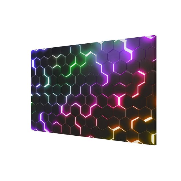 Memoboard Hexagonal Pattern With Neon Light