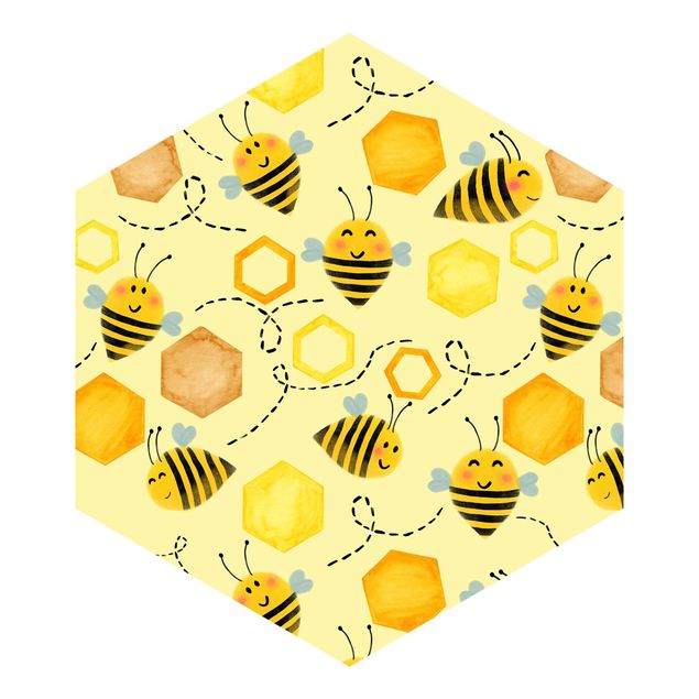 Wandtapete Design Süßer Honig mit Bienen Illustration