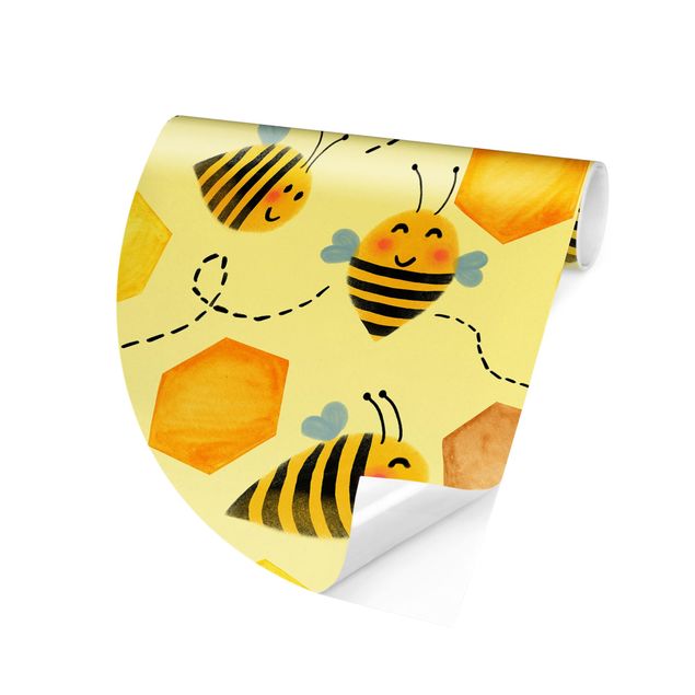 Fototapete modern Süßer Honig mit Bienen Illustration