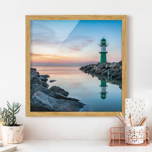 Natur Bilder mit Rahmen Sunset at the Lighthouse