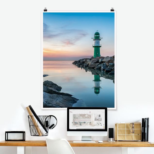 Poster Landschaft Sunset at the Lighthouse