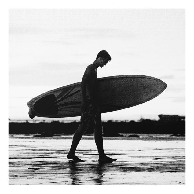 Bilder auf Glas Surferboy im Schattenprofil