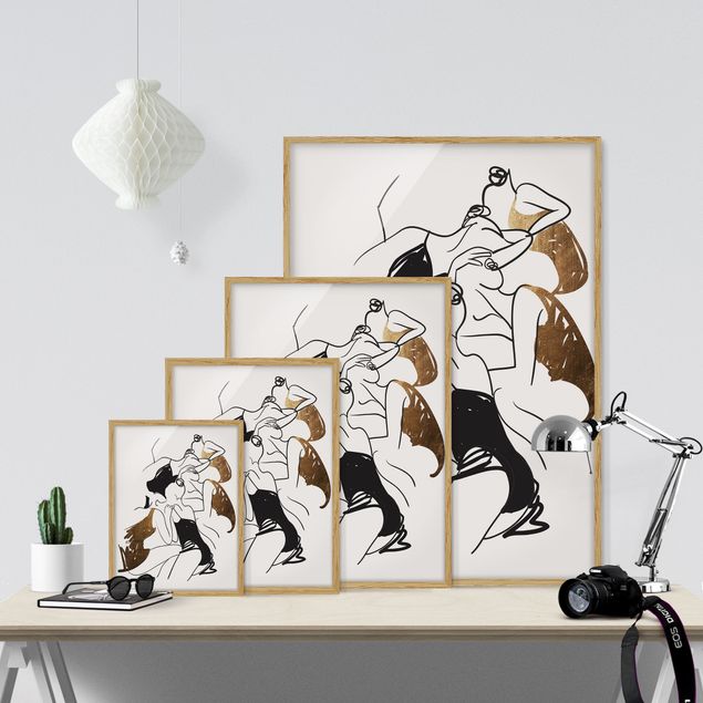 Bild mit Rahmen - Tänzerinnen Gold - Hochformat