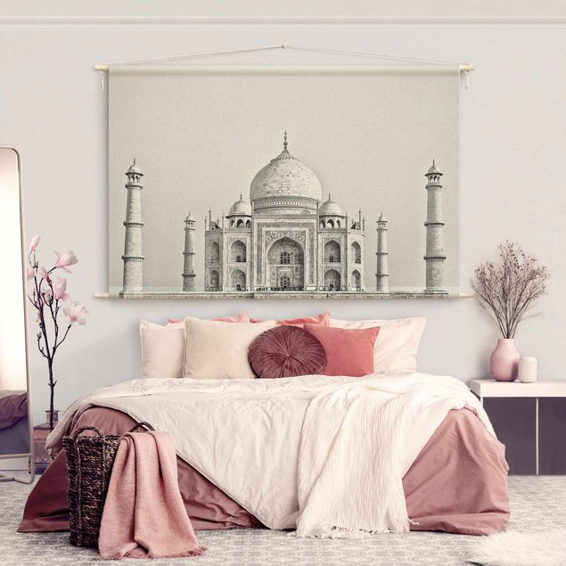 Wandteppich XXL Taj Mahal in Grau