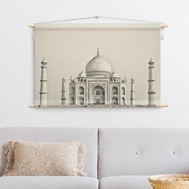 Wandteppich orientalisch Taj Mahal in Grau