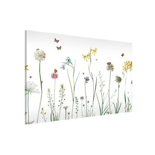 Wandbilder Tiere Tanzende Schmetterlinge auf Wildblumen