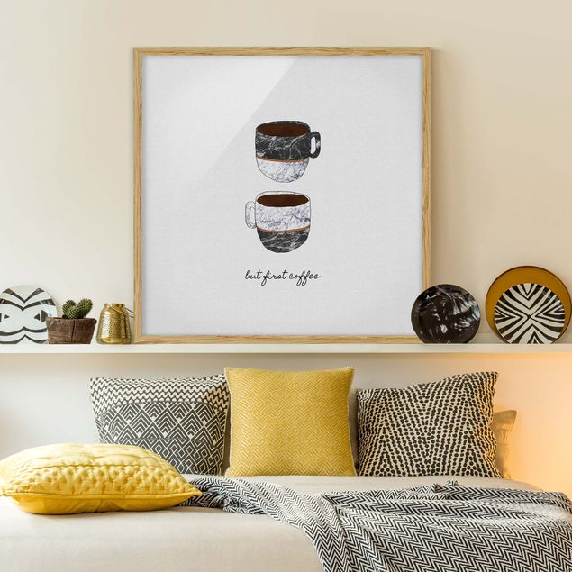 Schöne Wandbilder Tassen Zitat But First Coffee
