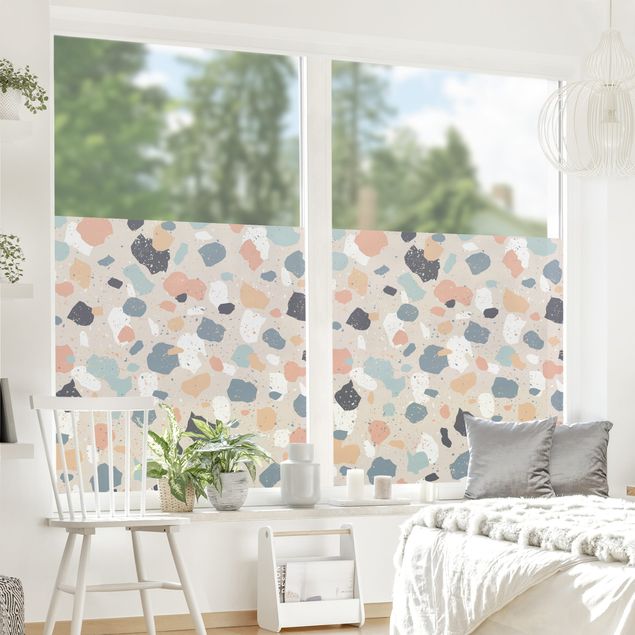 Fensterfolie Wohnzimmer Terrazzo Muster