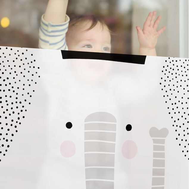 Fensterbilder Weiß Tierpark mit Mustern - Elefant