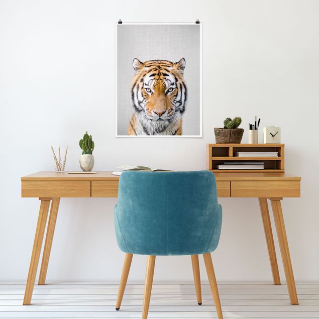 Poster Schwarz-Weiß Tiger Tiago