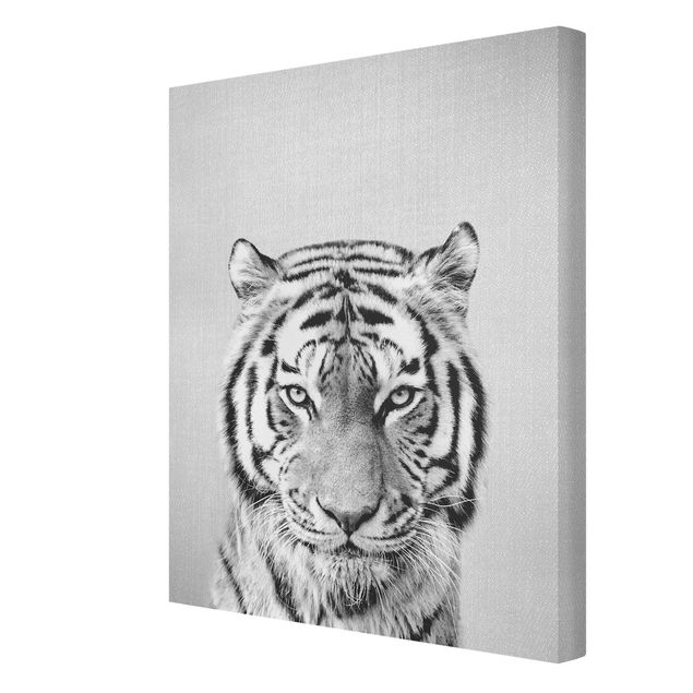 Tierbilder auf Leinwand Tiger Tiago Schwarz Weiß