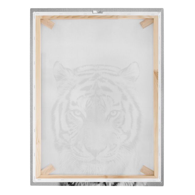 Moderne Leinwandbilder Wohnzimmer Tiger Tiago Schwarz Weiß