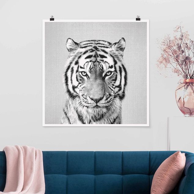 Wandbilder Tiere Tiger Tiago Schwarz Weiß