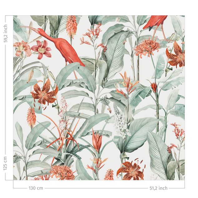 Fenstervorhänge Tigerlilie und Kraniche in Botanik