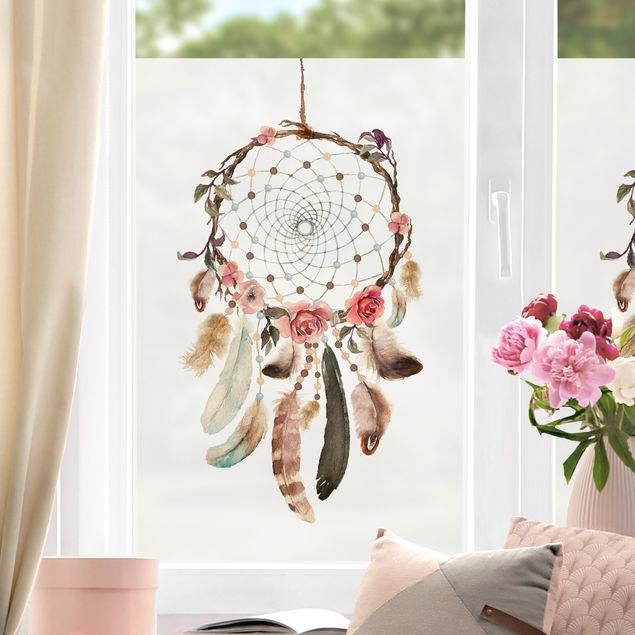 Fensterfolie Wohnzimmer Traumfänger mit Perlen