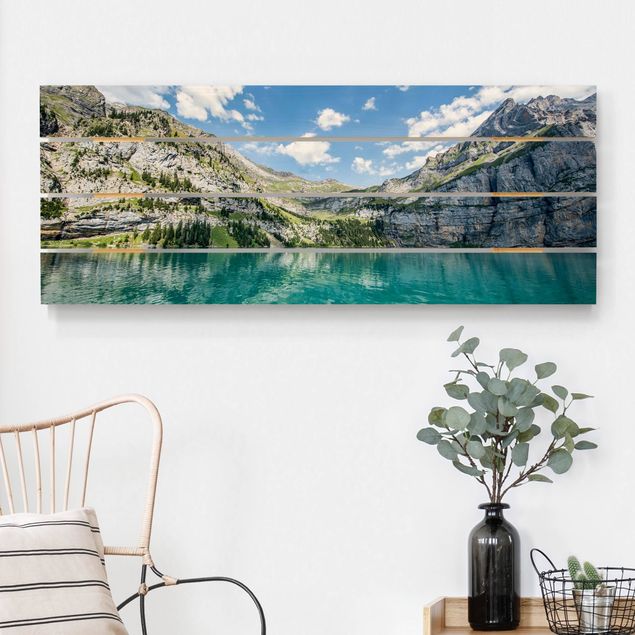 Holzbilder Landschaften Traumhafter Bergsee