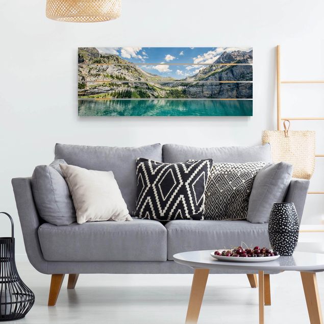 Moderne Holzbilder Traumhafter Bergsee