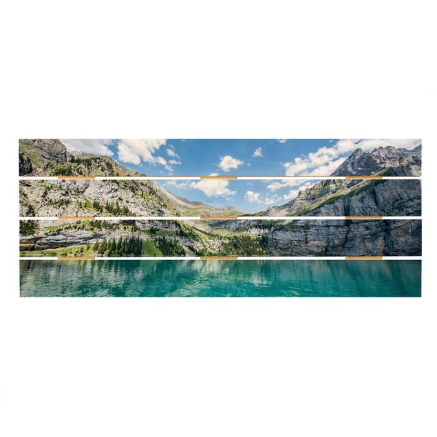 Wandbild Holz Traumhafter Bergsee