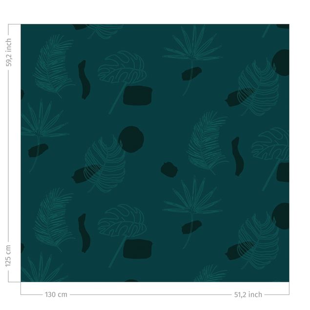 Vorhang Muster Tropische Blätter Muster - Dunkle Jade