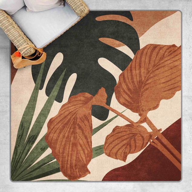 Moderne Teppiche Tropische Boho Blätter