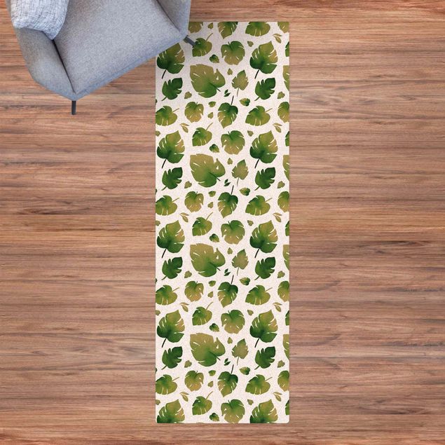 Teppiche Tropische Grüne Aquarellblätter