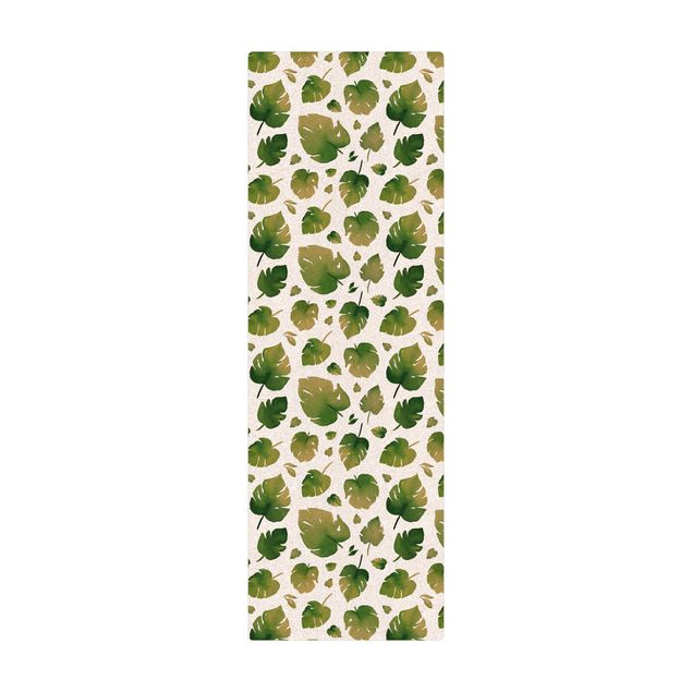 Große Teppiche Tropische Grüne Aquarellblätter