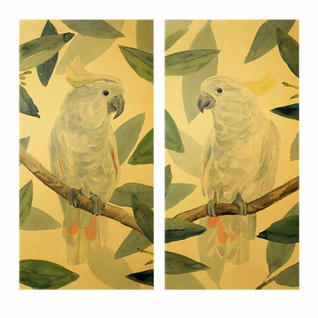 Kunstdrucke auf Leinwand Tropische Kakadus Set