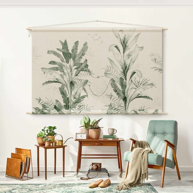Wandteppich Natur Tropische Palmen und Blätter