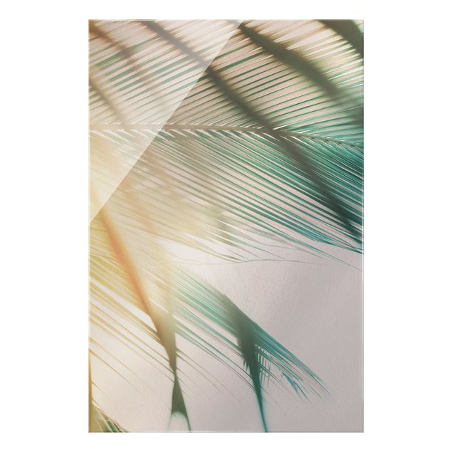 Glasbilder Tropische Pflanzen Palmen bei Sonnenuntergang II