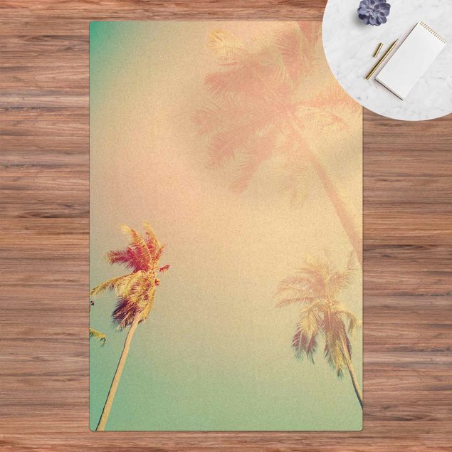 Teppiche Tropische Pflanzen Palmen bei Sonnenuntergang III