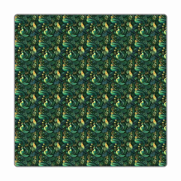 Teppich Esszimmer Tropische Tauben im Blattgrün