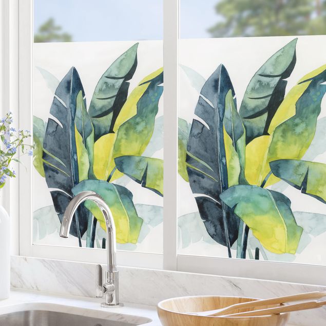 Fensterfolie Farbig Tropisches Blattwerk - Banane
