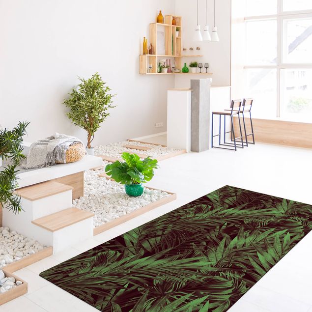 Moderne Teppiche Tropisches dunkles Unterholz Grün