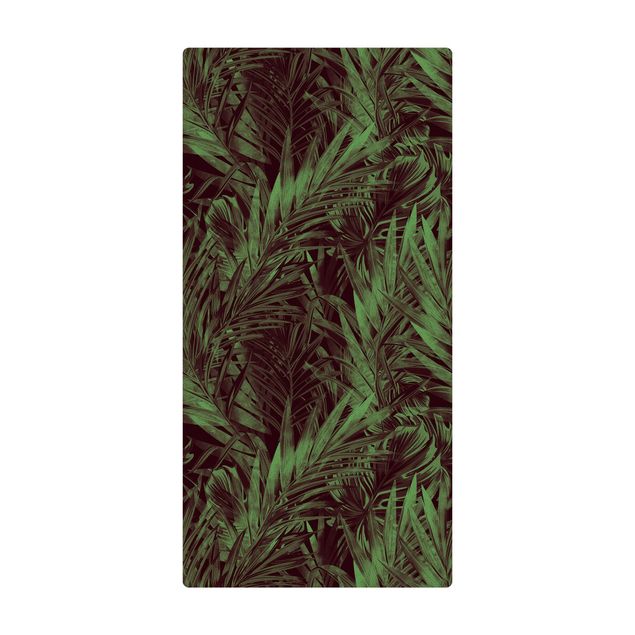 Teppich Esszimmer Tropisches dunkles Unterholz Grün
