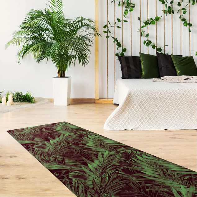 Teppich Blumen Tropisches Unterholz Grün