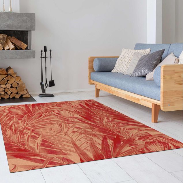 Moderne Teppiche Tropisches Unterholz Rot