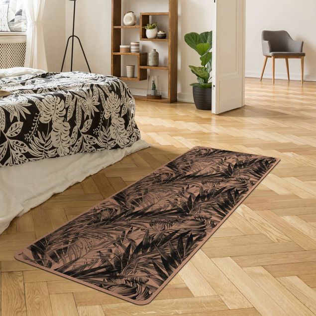 Moderner Teppich Tropisches Unterholz Schwarz
