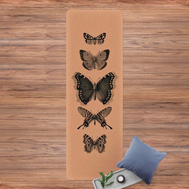 Teppiche Tusche Schmetterlinge auf Beige
