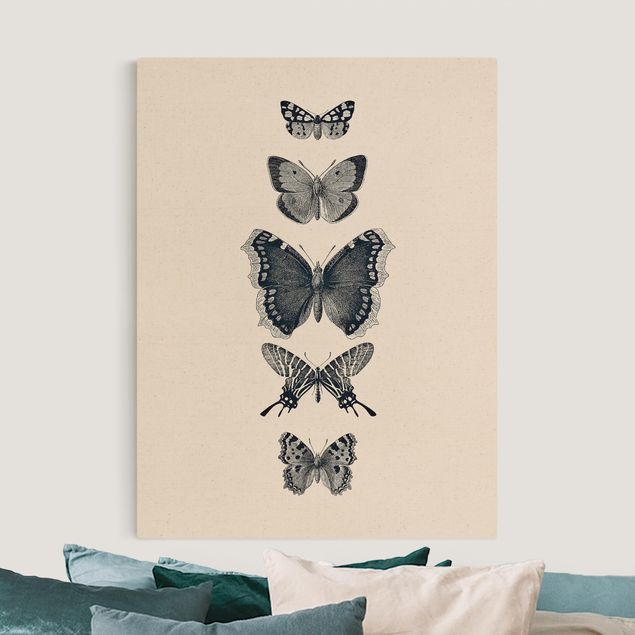 Leinwandbilder XXL Tusche Schmetterlinge auf Beige