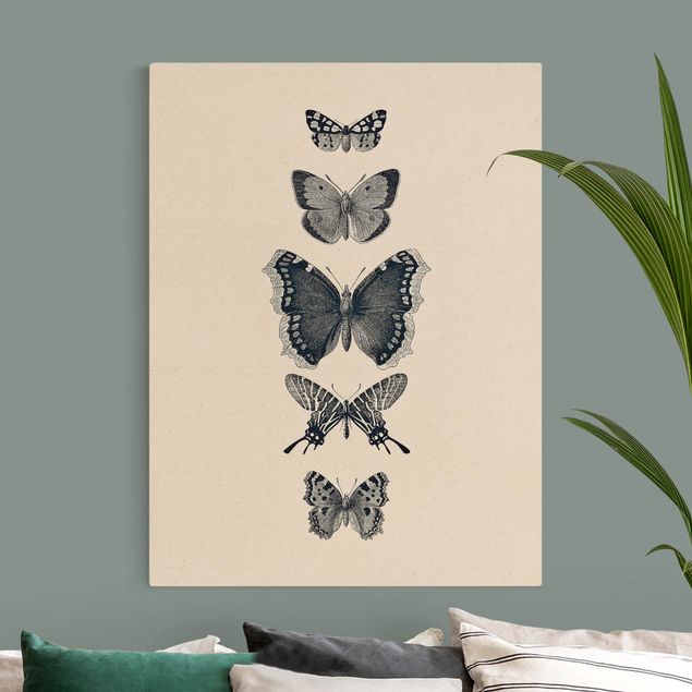 Leinwandbilder Schmetterling Tusche Schmetterlinge auf Beige