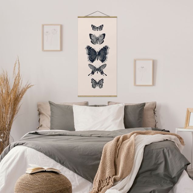 Bilder für die Wand Tusche Schmetterlinge auf Beige