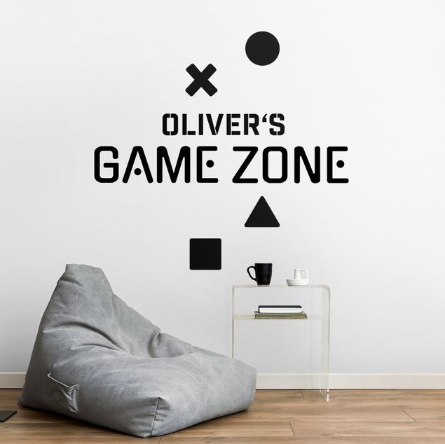 Wandtattoo Typographie Game Zone mit Wunschnamen